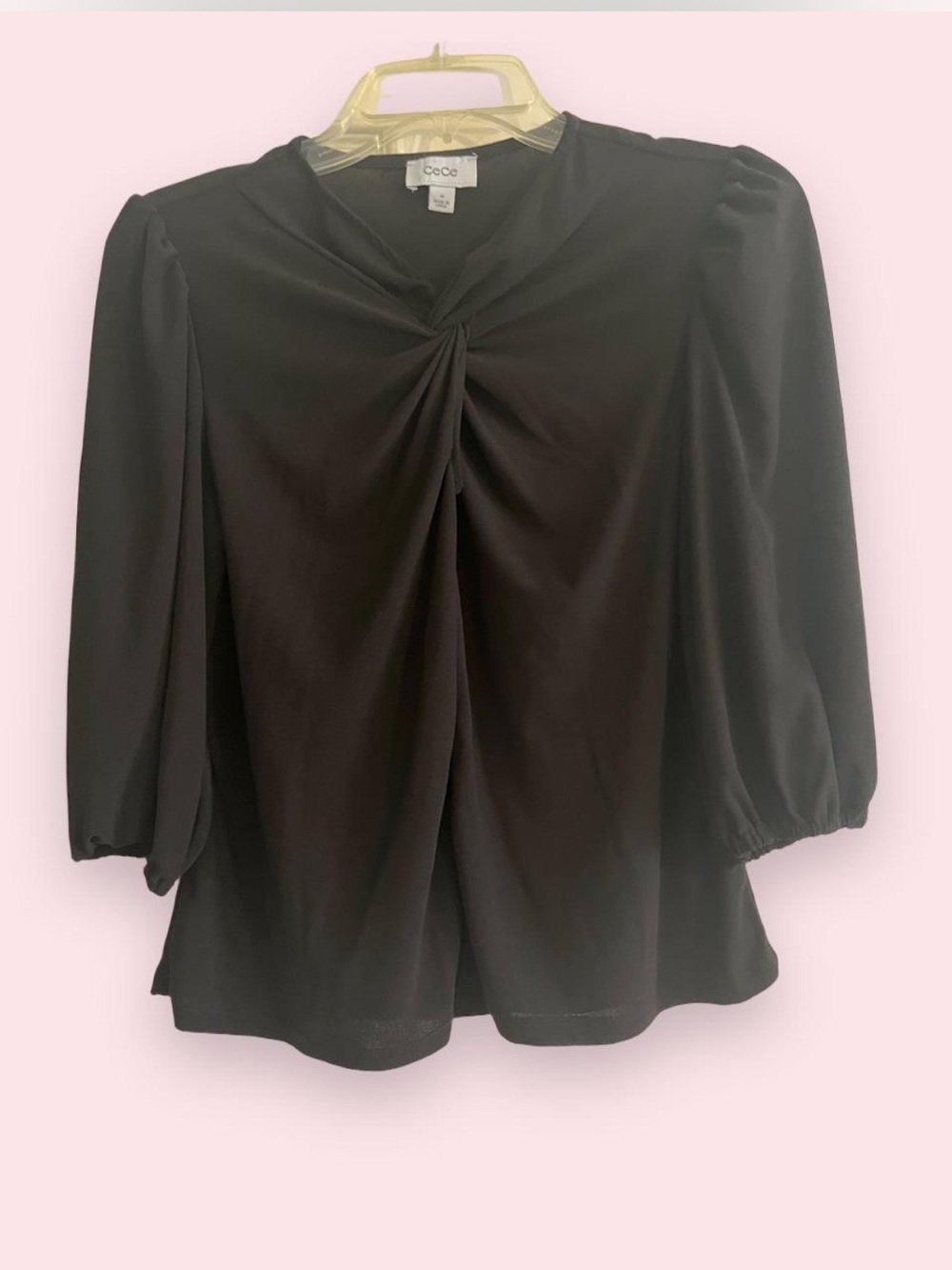 Cecelia Black Twist-Front Blouse 3/4 sleeves - Women